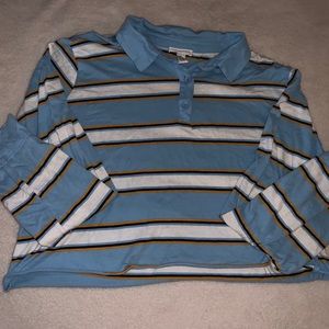 Collared Striped Crop Top